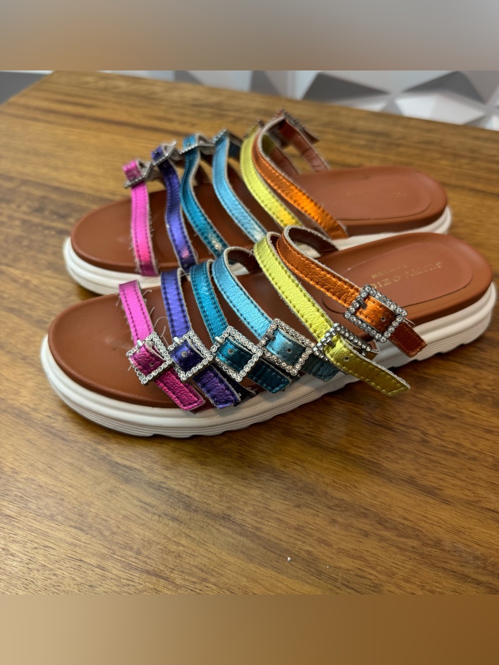 Kurt Geiger "Marlo Rainbow" sandals Strappy Slide Sandal Kids Size 3